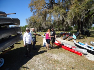 Pulling all the canoes and kayaks up at the landing at the end our our float.